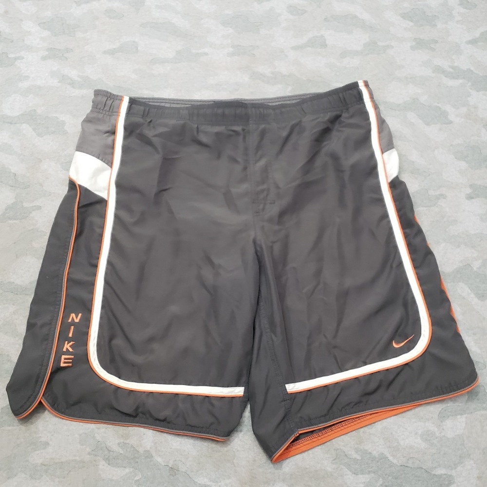 Nike Swim Shorts Mens Large Gray Drawstring Mesh Lined